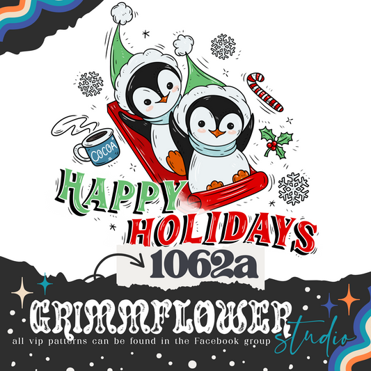 Vintage Christmas Snow Buddies Penguin 1062a PNG