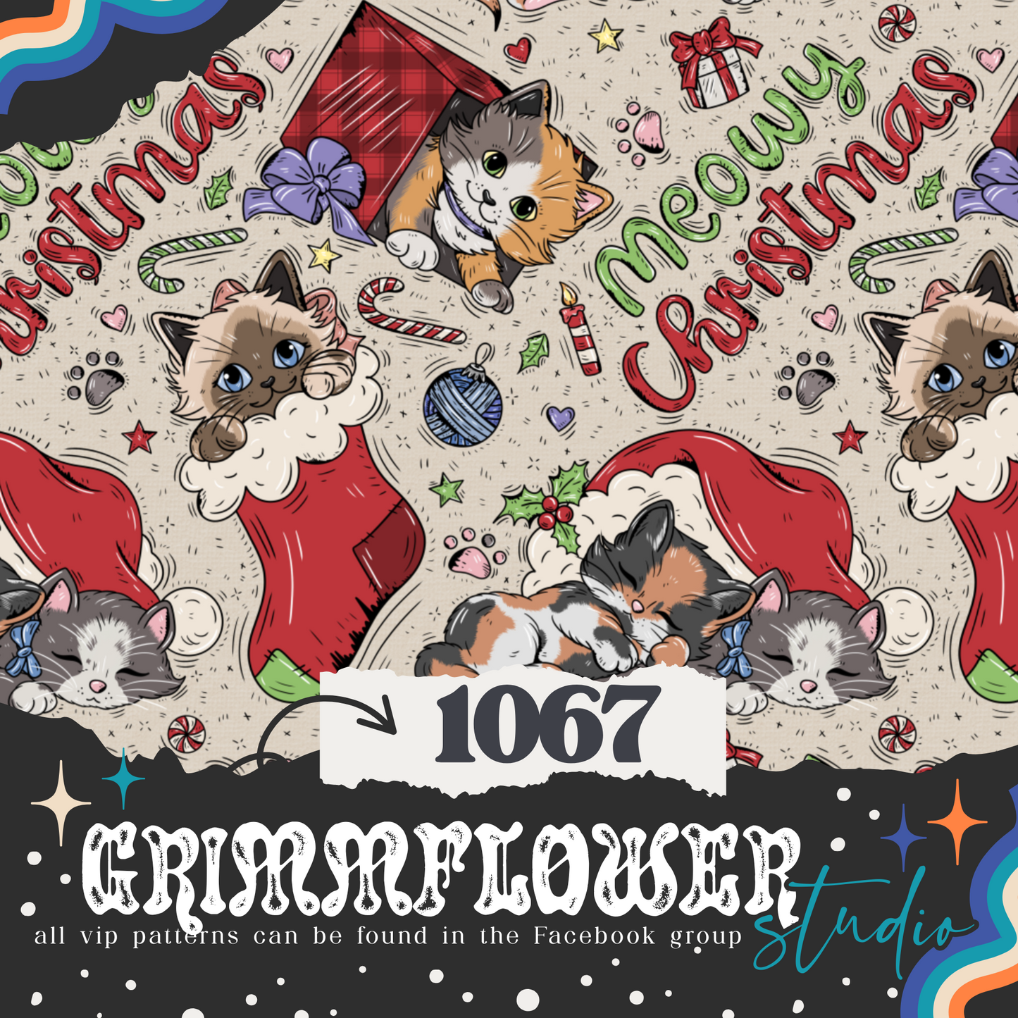 Vintage Kittens Christmas 1067