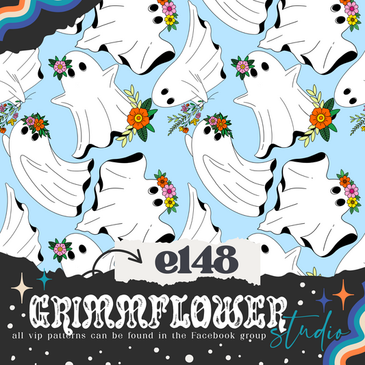 Floral Blue Ghosts e148